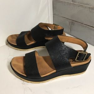 Kori-Ease black leather wedge sandals